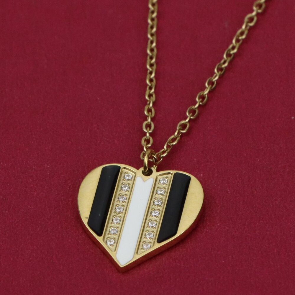 Gold Heart Pendant Yellow Necklace with Crystal Accent, XPNL0362